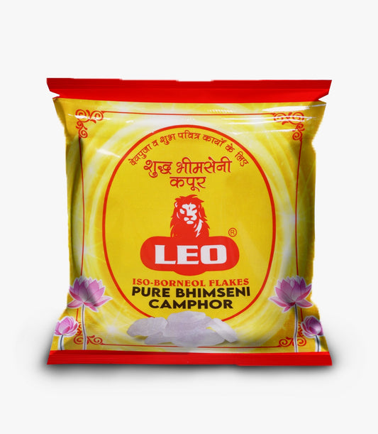 LEO Bhimseni Camphor (Iso Borneol Flakes) – 50g (Pack of 5 Pouches)