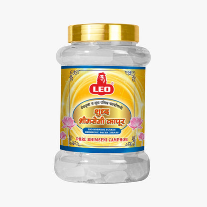 LEO Bhimseni Camphor (Iso Borneol Flakes) – 250g Jar Pack