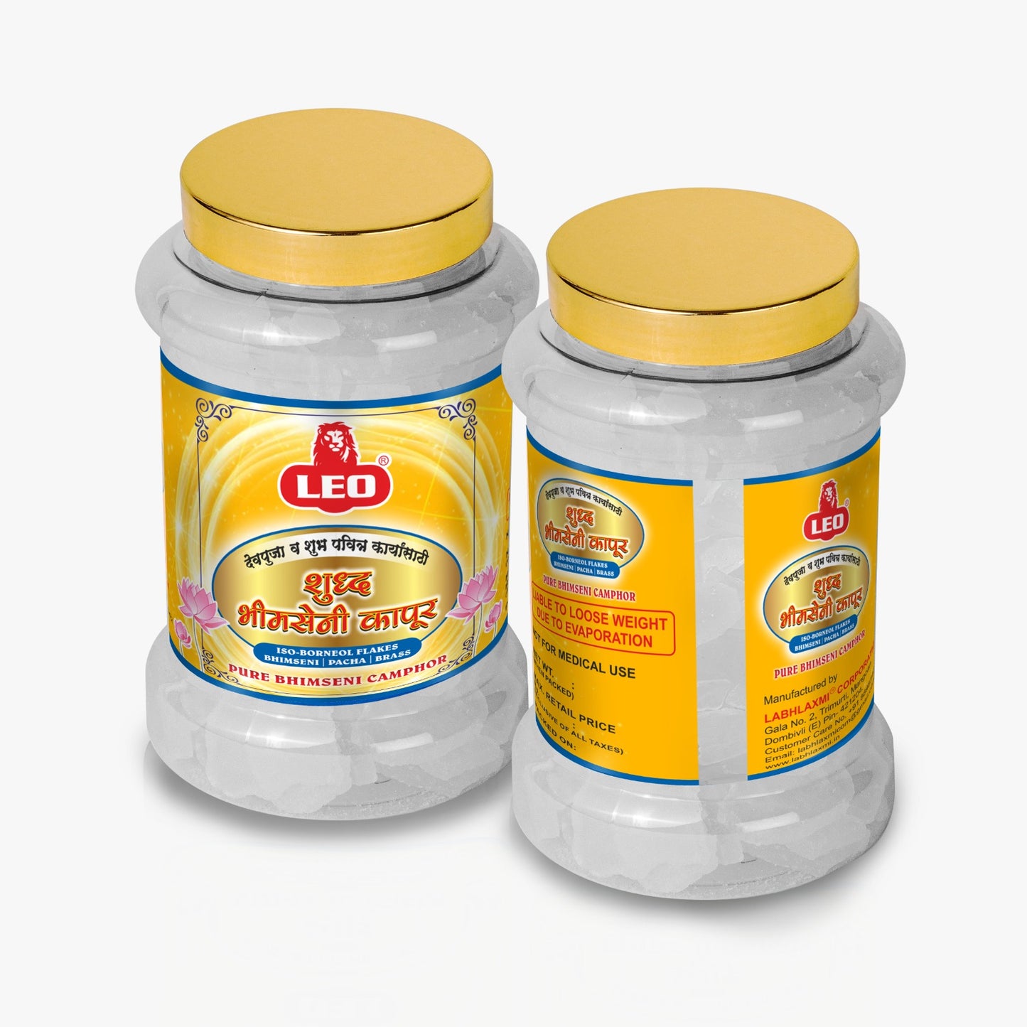 LEO Bhimseni Camphor (Iso Borneol Flakes) – 250g Jar Pack