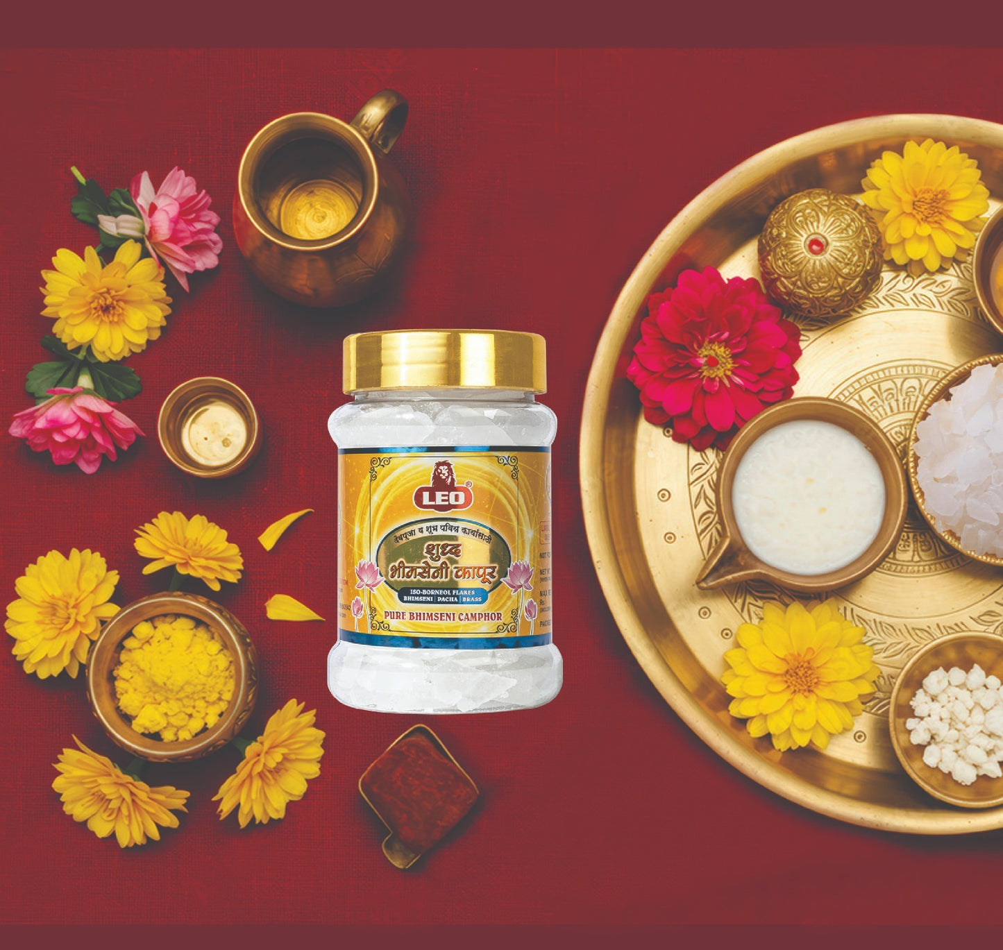 LEO Bhimseni Camphor (Iso Borneol Flakes) – 250g Jar Pack